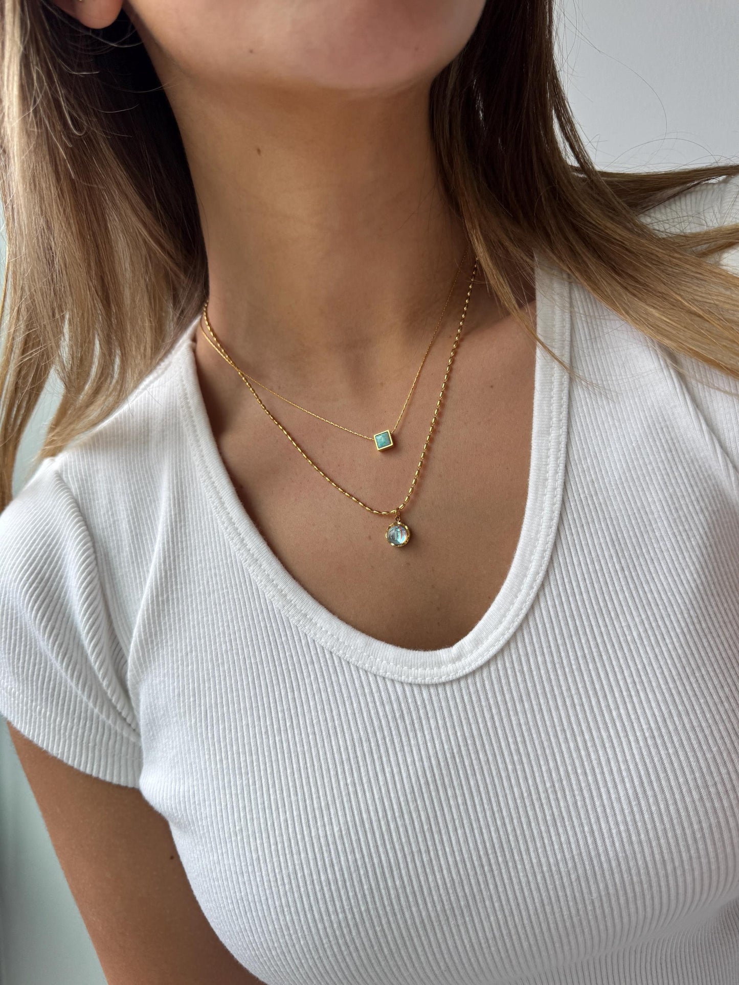 Dainty necklace, gold moonstone opal necklace, birthstone jewelry gift for her, gemstone necklace for women anniversary gift blue stone opal