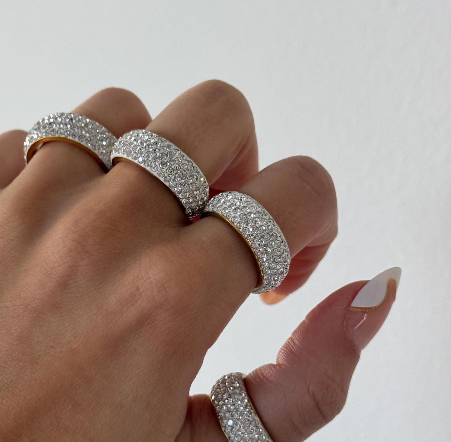 Stackable Pave Dome Ring, sparkle dome ring, chunky gold stacking ring, gold dome ring, thick statement ring, sparkly wide band dome ring