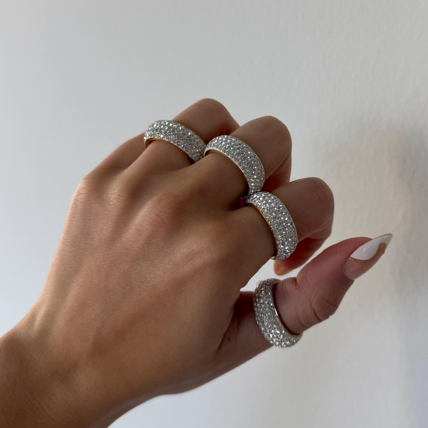 Stackable Pave Dome Ring, sparkle dome ring, chunky gold stacking ring, gold dome ring, thick statement ring, sparkly wide band dome ring