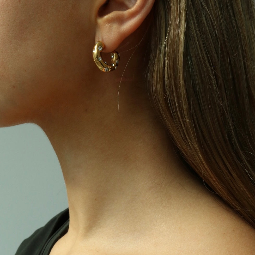 Gold Chunky Studded Hoops