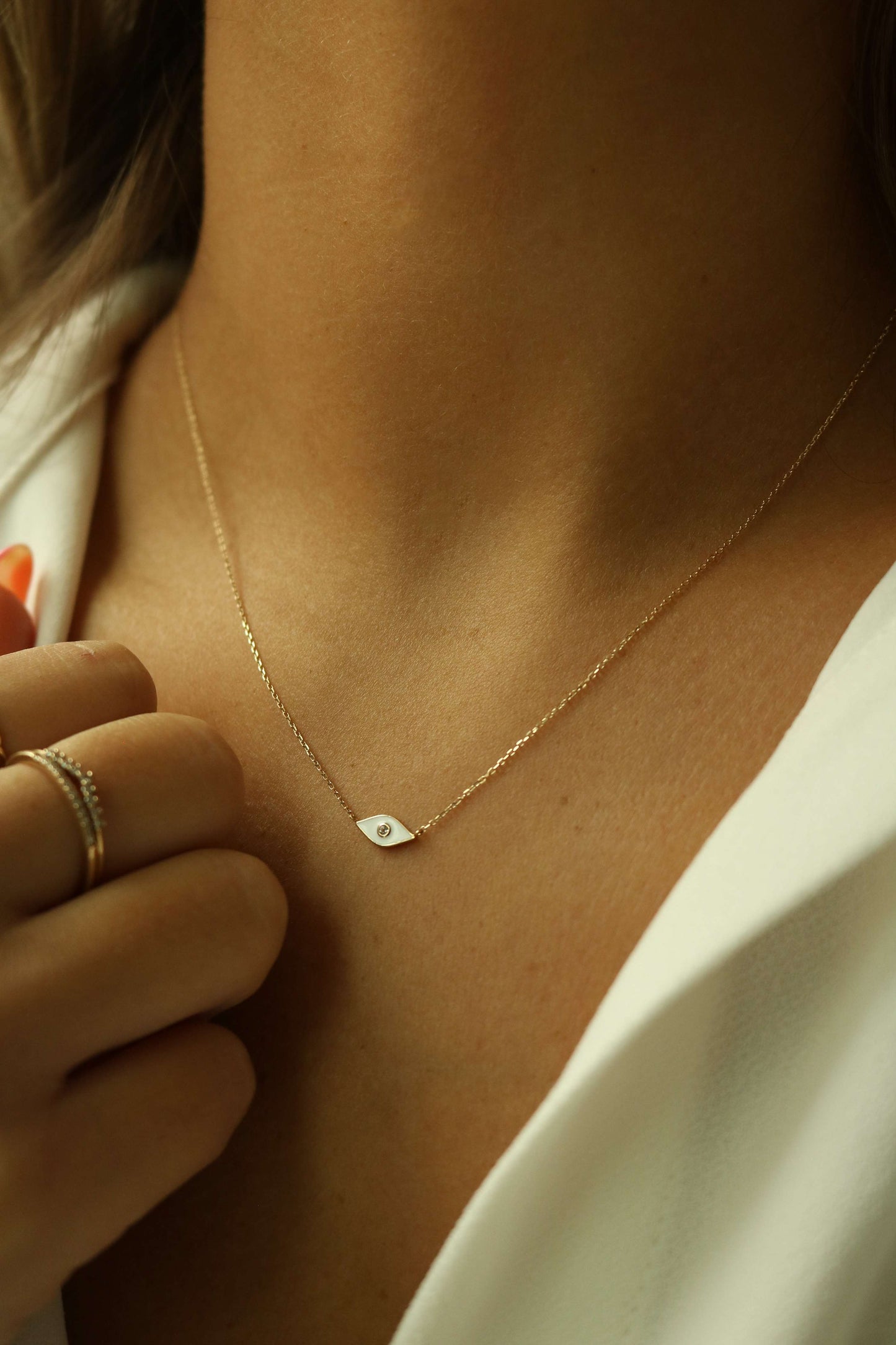Enamel Evil Eye Necklace