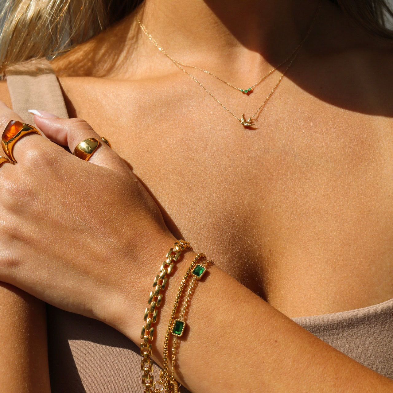 Safia Emerald Stone Bracelet