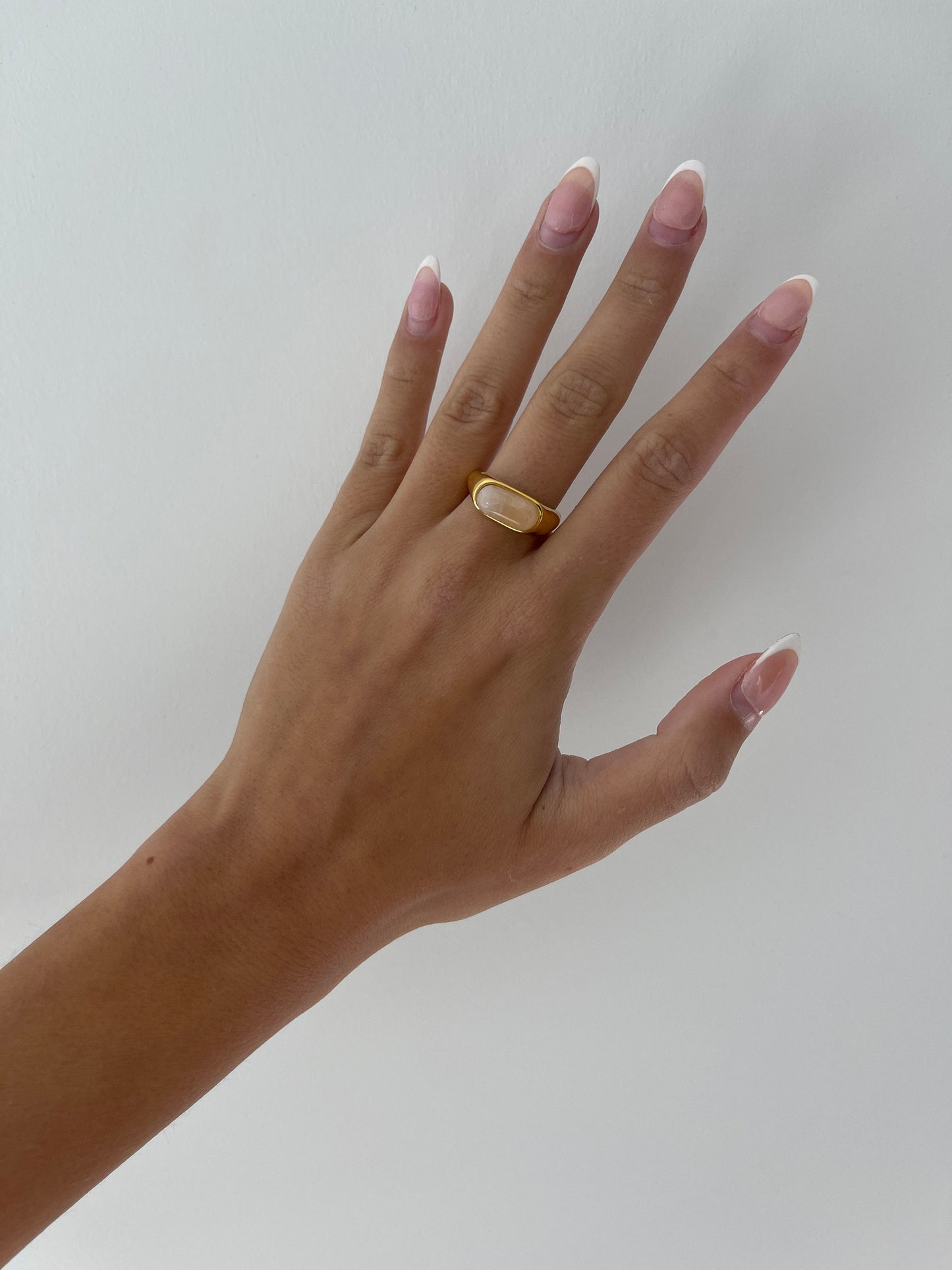 Gemstone ring, thin chunky gold ring, gold filled ring, natural gemstone ring, thick gold ring agate band, quartz, minimalist irregular ring