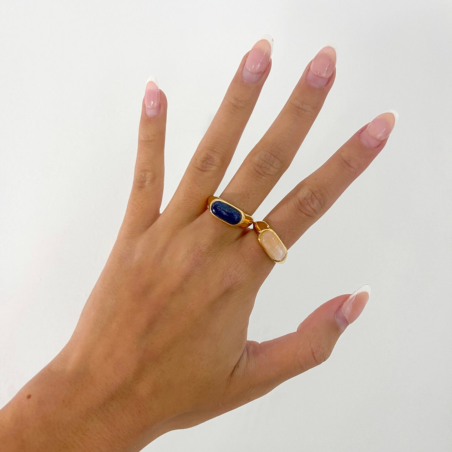 Gemstone ring, thin chunky gold ring, gold filled ring, natural gemstone ring, thick gold ring agate band, quartz, minimalist irregular ring
