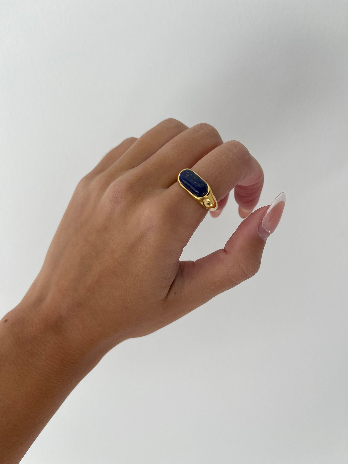 Gemstone ring, thin chunky gold ring, gold filled ring, natural gemstone ring, thick gold ring agate band, quartz, minimalist irregular ring