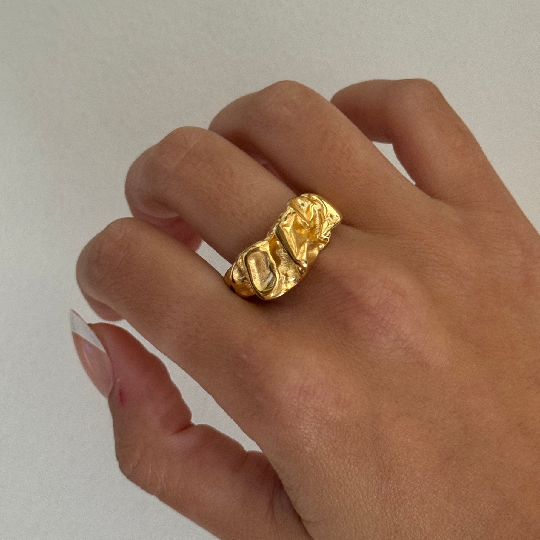 Gold ring statement rings, gold nugget ring, irregular gold ring chunky, hammered gold ring, statement ring thick gold ring bold ring women