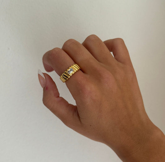 Gold Statement Ring, ribbed gold ring, thick dome ring, gold filled ring, stackable minimalist ring, mom gifts for her ring anniversary gift