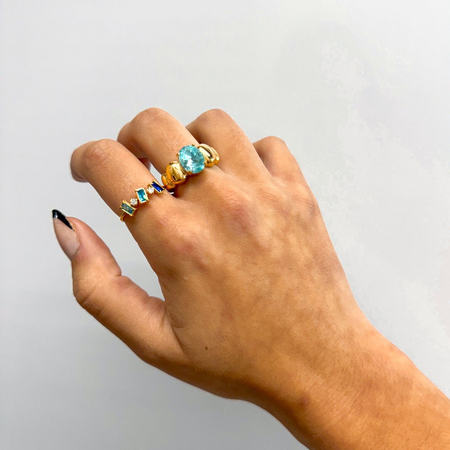 Gold ring blue topaz, gold minimal ring, turquiose chunky statement ring, gold filled ring, thick gold ring, sapphire birthstone ring, blue