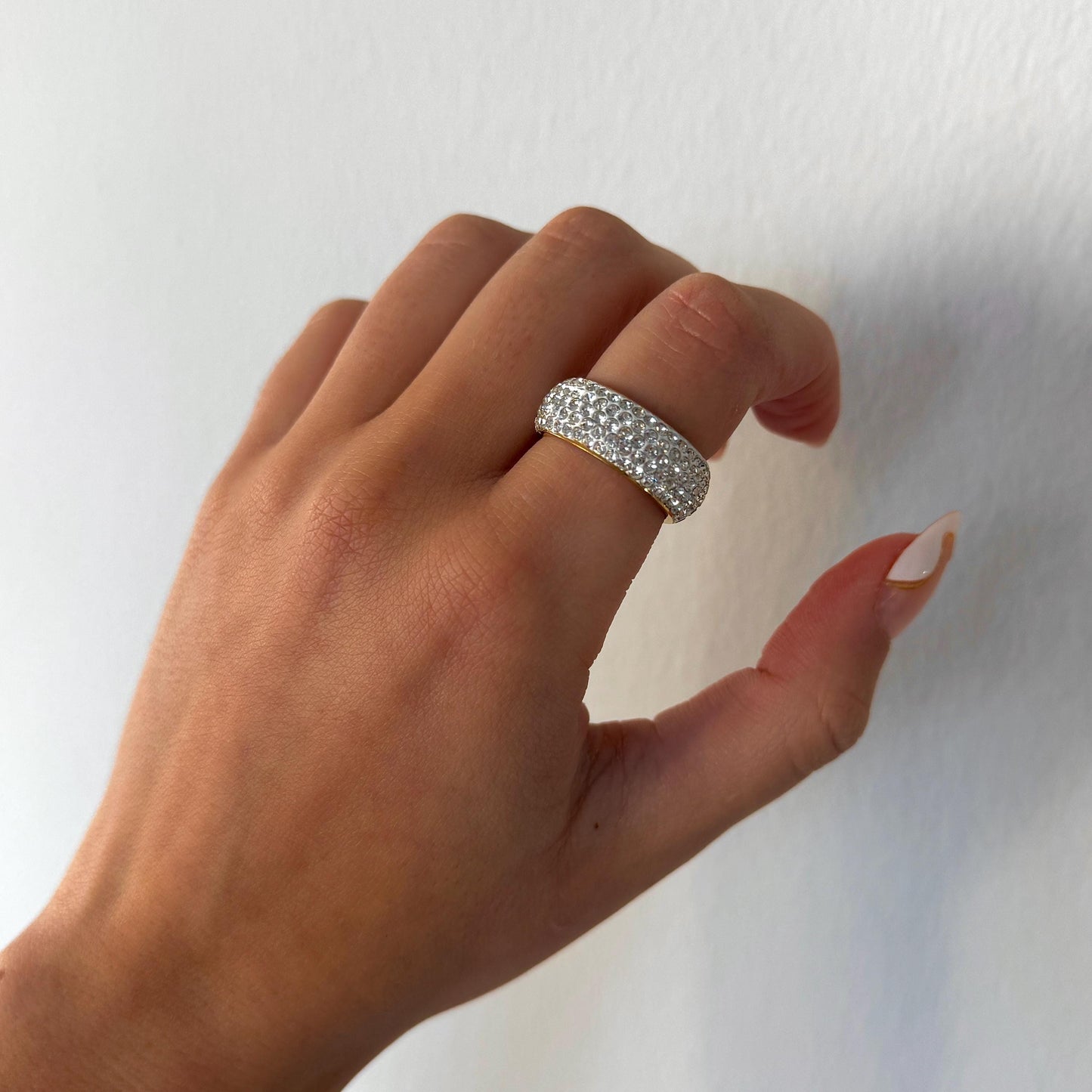 Stackable Pave Dome Ring, sparkle dome ring, chunky gold stacking ring, gold dome ring, thick statement ring, sparkly wide band dome ring
