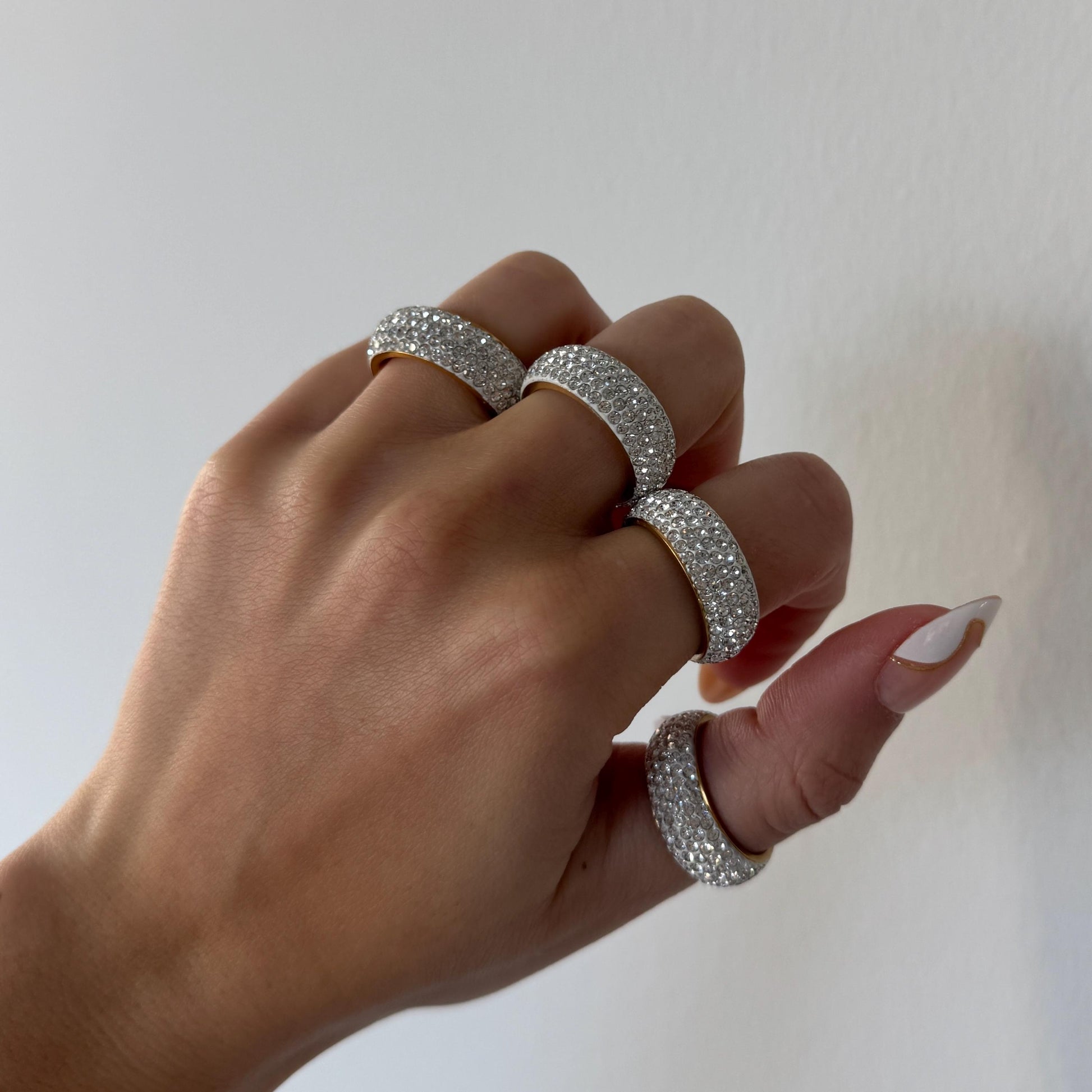 Stackable Pave Dome Ring, sparkle dome ring, chunky gold stacking ring, gold dome ring, thick statement ring, sparkly wide band dome ring