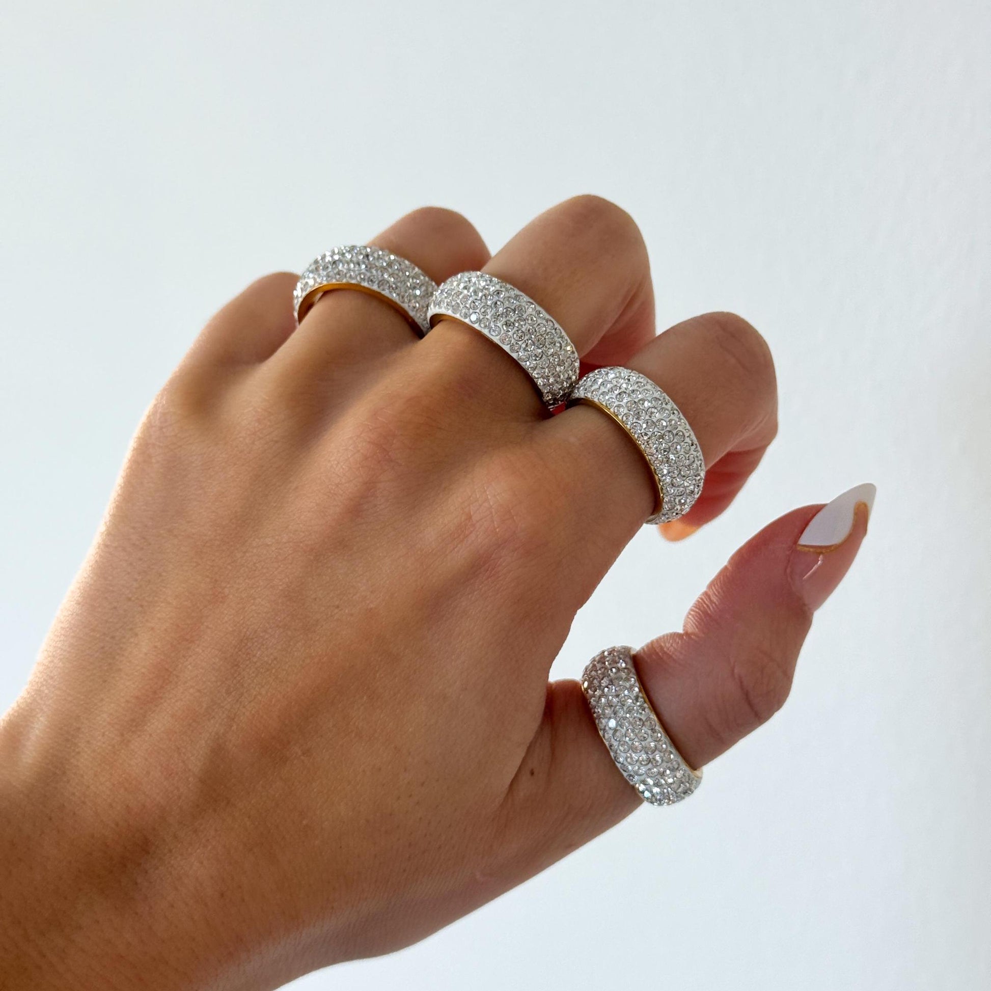 Stackable Pave Dome Ring, sparkle dome ring, chunky gold stacking ring, gold dome ring, thick statement ring, sparkly wide band dome ring