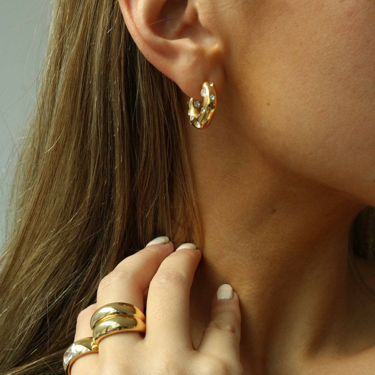 Lexie Gold Studded Hoops