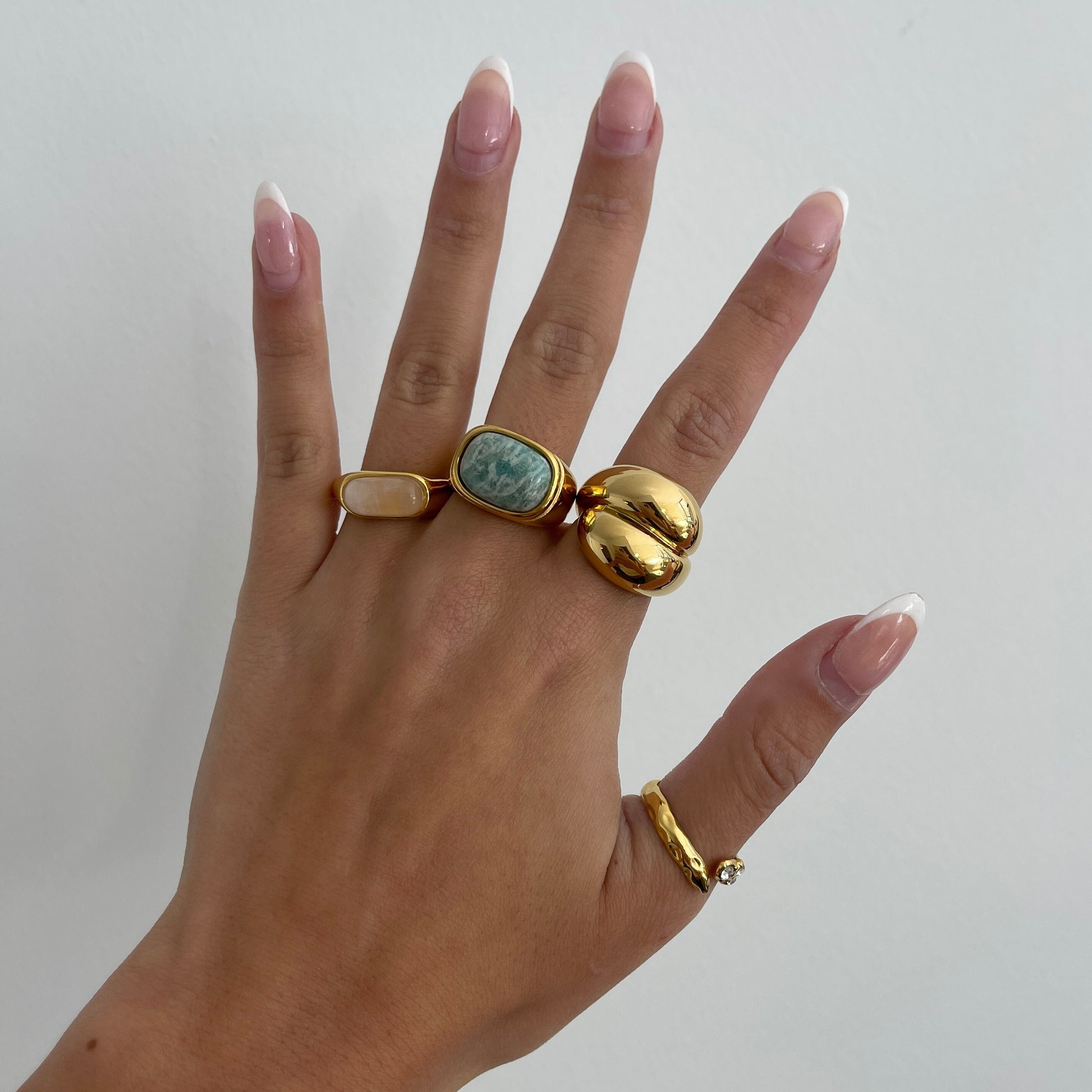 Gemstone ring, thin chunky gold ring, gold filled ring, natural gemstone ring, thick gold ring agate band, quartz, minimalist irregular ring